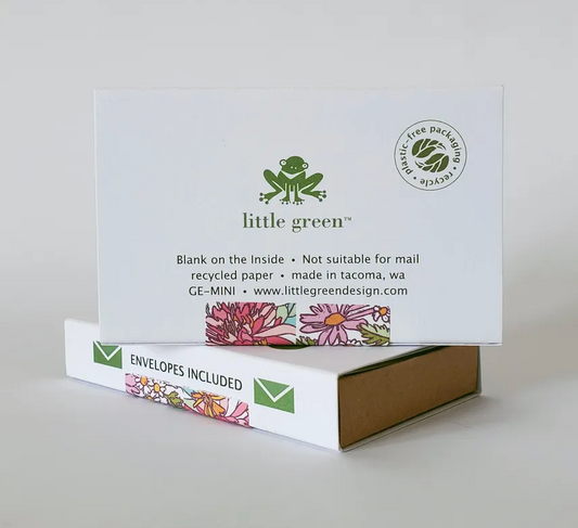 Pink Lotus/Purple Daisies Mini Notes (8) Set by Little Green