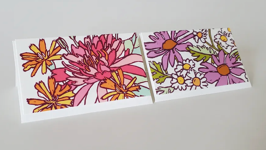 Pink Lotus/Purple Daisies Mini Notes (8) Set by Little Green