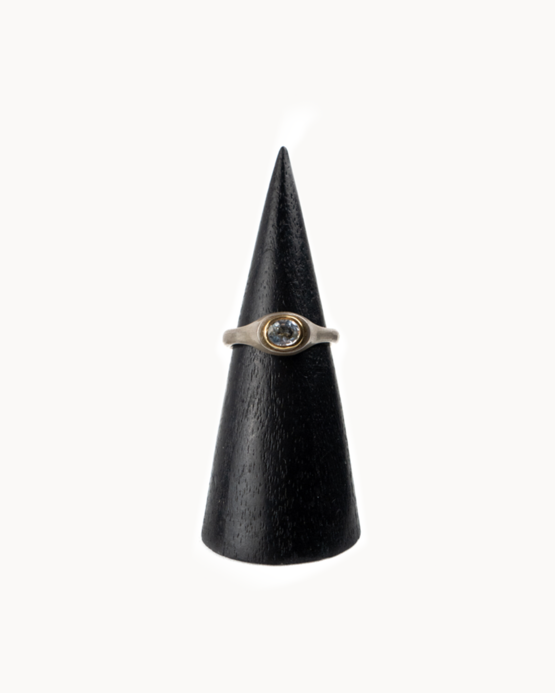 Size 7, SS Signet Ring w/Sapphire set in 18k N1401-7 by Revere Metal