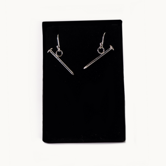 Nail Earrings w/1x.25"hooks, SS by Betsy Lehndorff