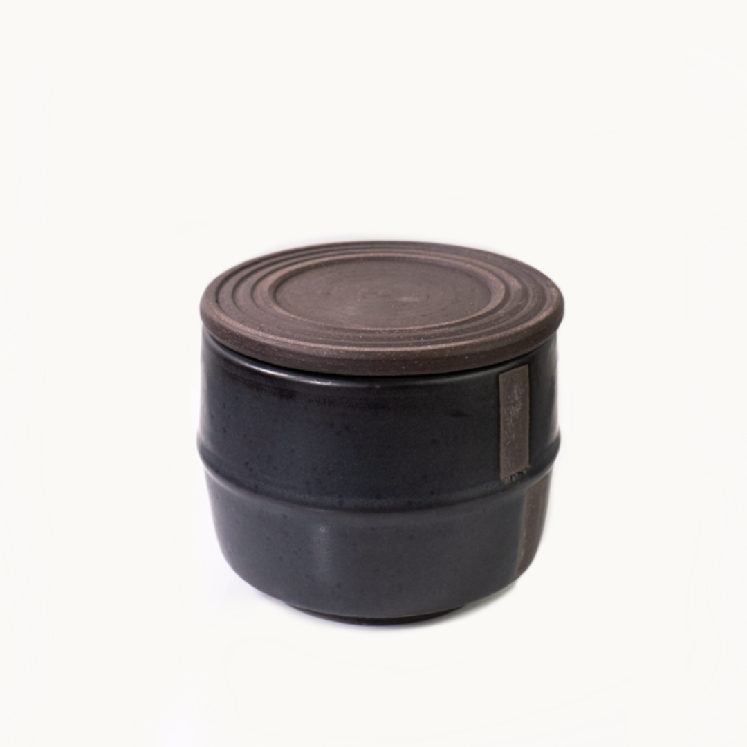 Black w/Brown Clay French Butter Crock by Terra Noir