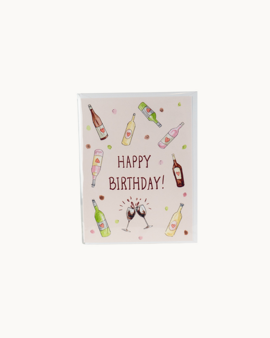 Wine Bottles Happy Birthday Card by Amy Wike's Illustration