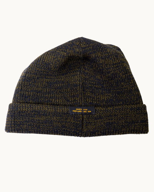 Wool Knit Watch Cap - Loden/Navy Mix by Dehen 1920