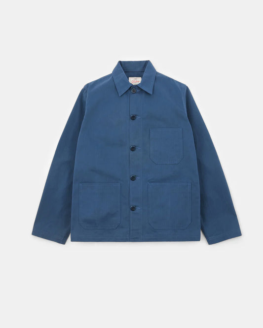 Woven Chore Coat - Mock Blue Dry Wax Cotton by Dehen 1920