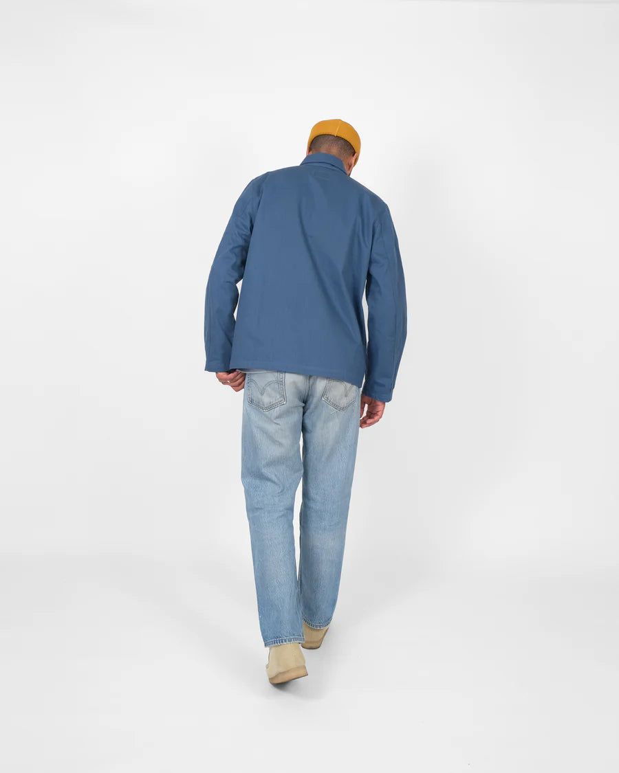 Woven Chore Coat - Mock Blue Dry Wax Cotton by Dehen 1920