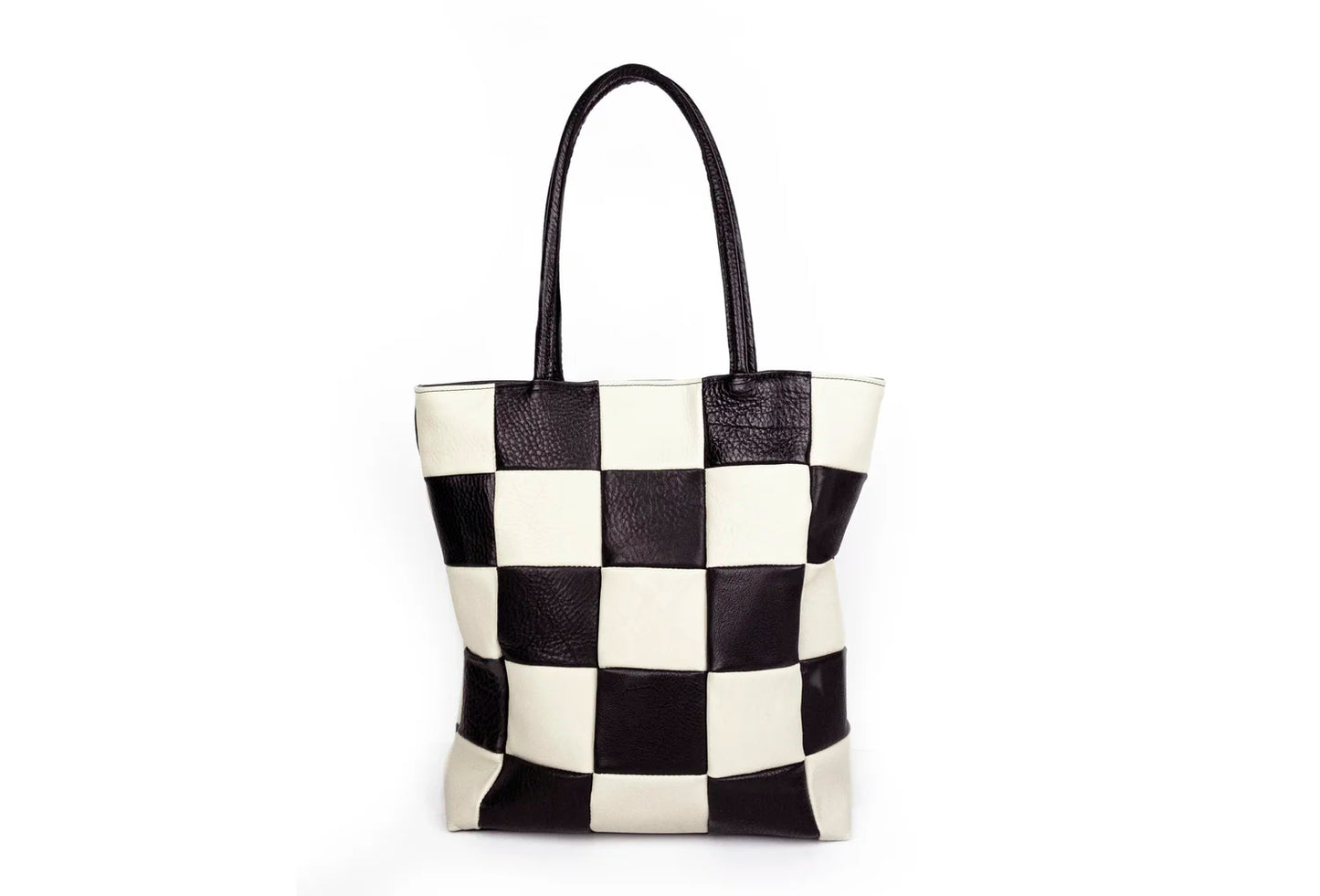 Checkered Leather Tote by Primecut