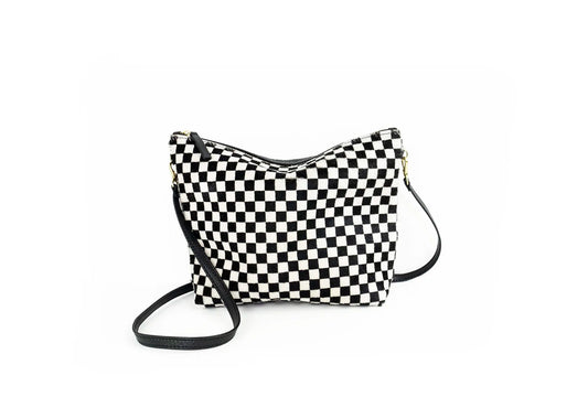 Checkered Cowhide Mini Hobo by Primecut