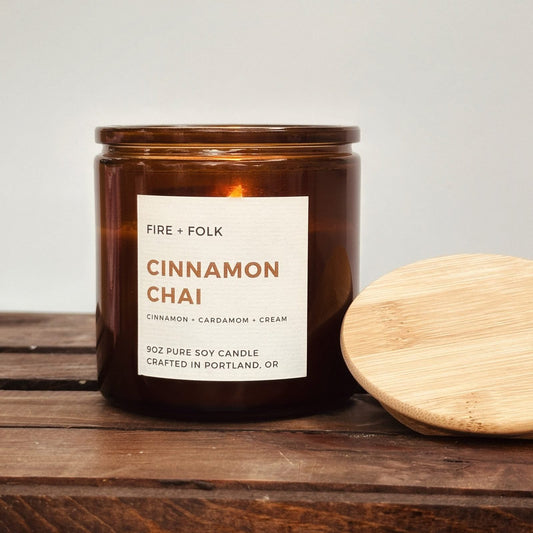 Cinnamon Chai (F/W) 9oz Wood Wick Soy Candle by FIRE + FOLK