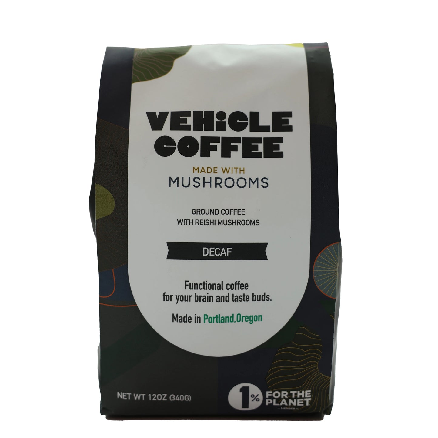 Decaf Medium-Dark 12oz Bag Coffee by Vehicle Mushrooms