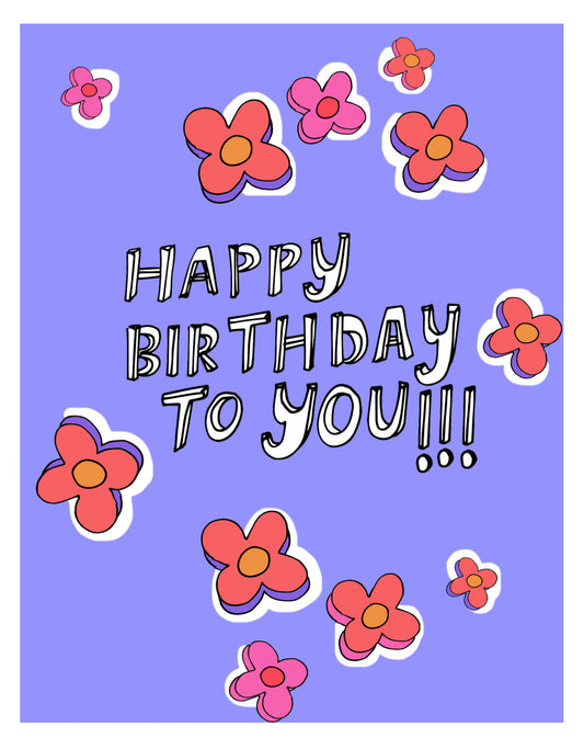 Flower Power Happy Birthday Card by ARTjaden