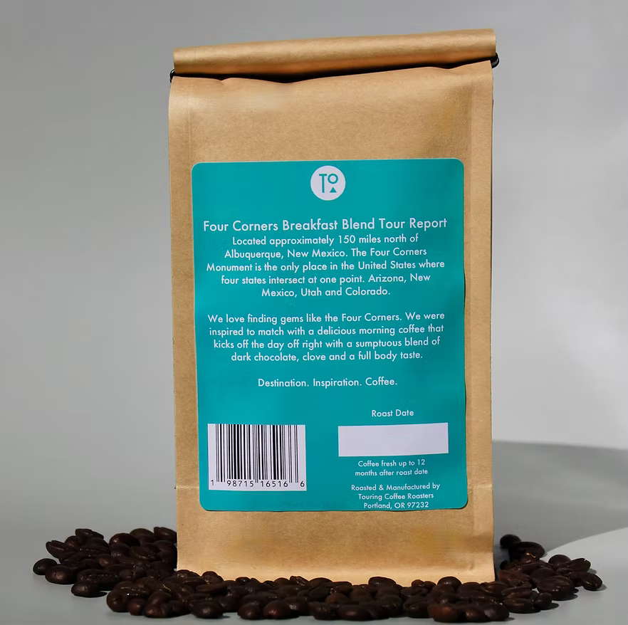 12oz Bag Four Corners Breakfast Blend by Touring Coffee