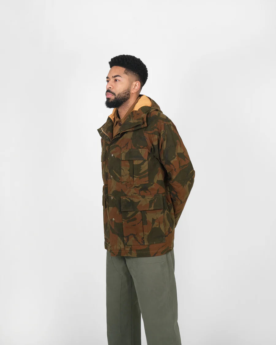 Raincoat - Ginger Camo Dry Wax Cotton by Dehen 1920