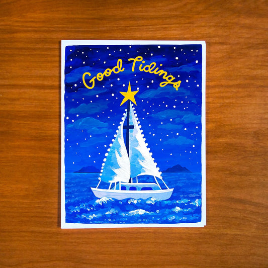 Sailboat Tidings Card by Pretty Bird Paper Co.