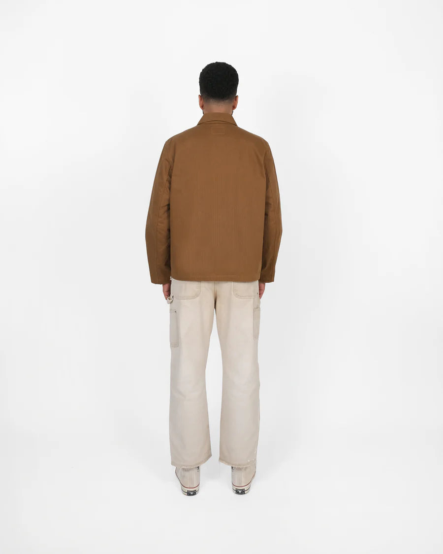 Woven Chore Coat - Nicotine Dry Wax Cotton by Dehen 1920