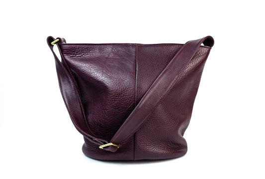 Plum Leather Bucket Bag by Primecut
