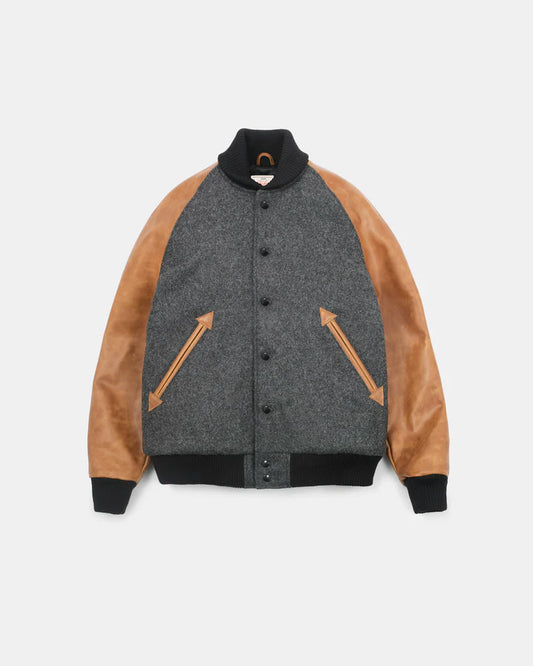 Raglan Varsity Jacket - Granite/Black/Antique Rust by Dehen 1920