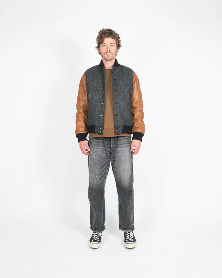 Raglan Varsity Jacket - Granite/Black/Antique Rust by Dehen 1920