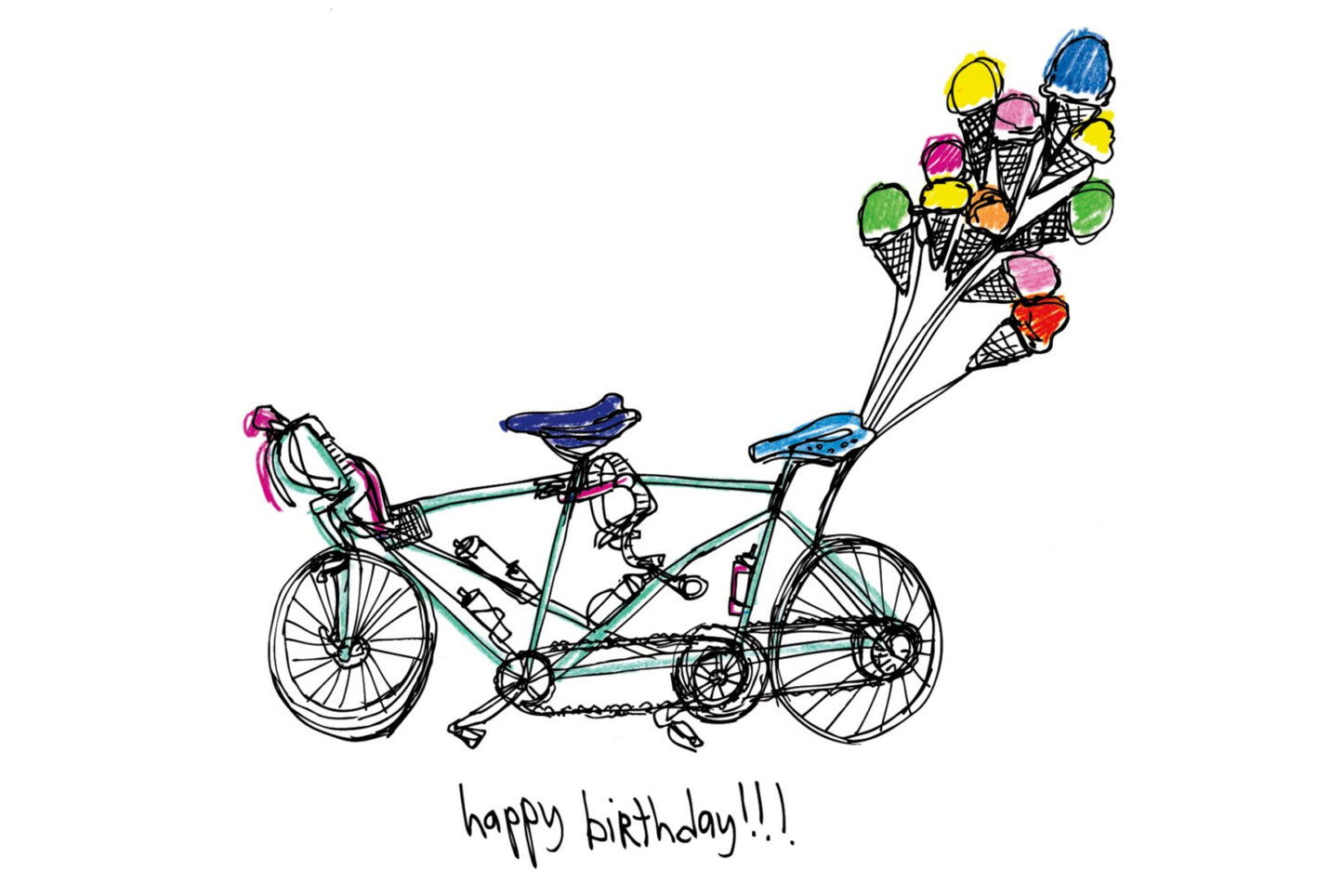 Happy Birthday Tandem Bike Card by ARTJaden