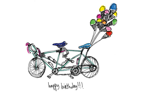 Happy Birthday Tandem Bike Card by ARTJaden