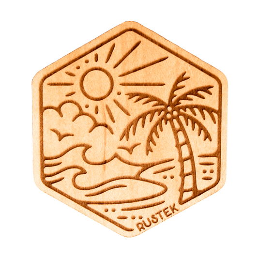 Palm Island Wood Sticker by Rustek