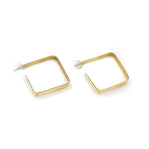 Brass Square Hoop by Tiny Asteroid Jewelry