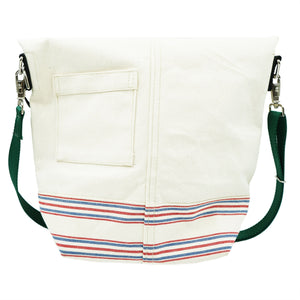 Upright Tote Natural/Stripe + Green Strap Chester Wallace