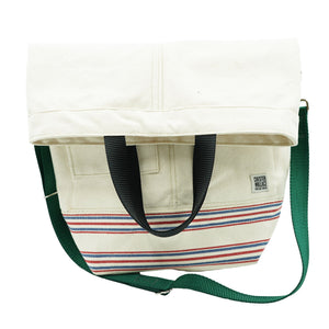 Upright Tote Natural/Stripe + Green Strap Chester Wallace