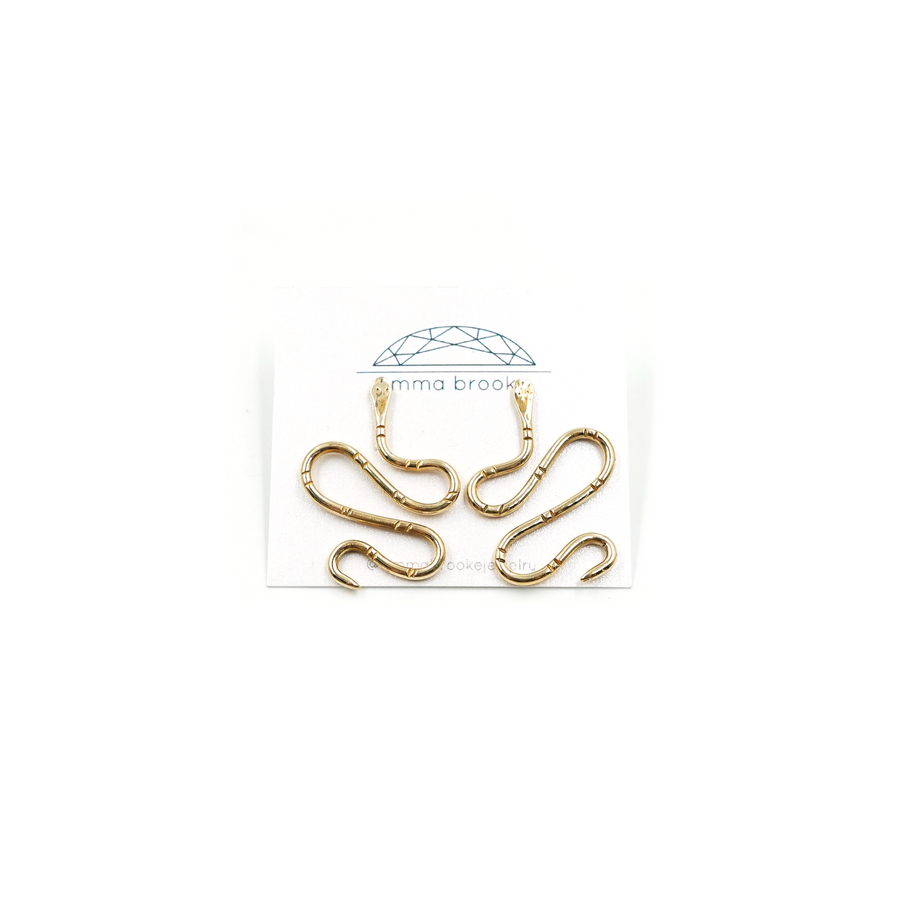 Brass Snake Studs by Emma Brooke Jewelry