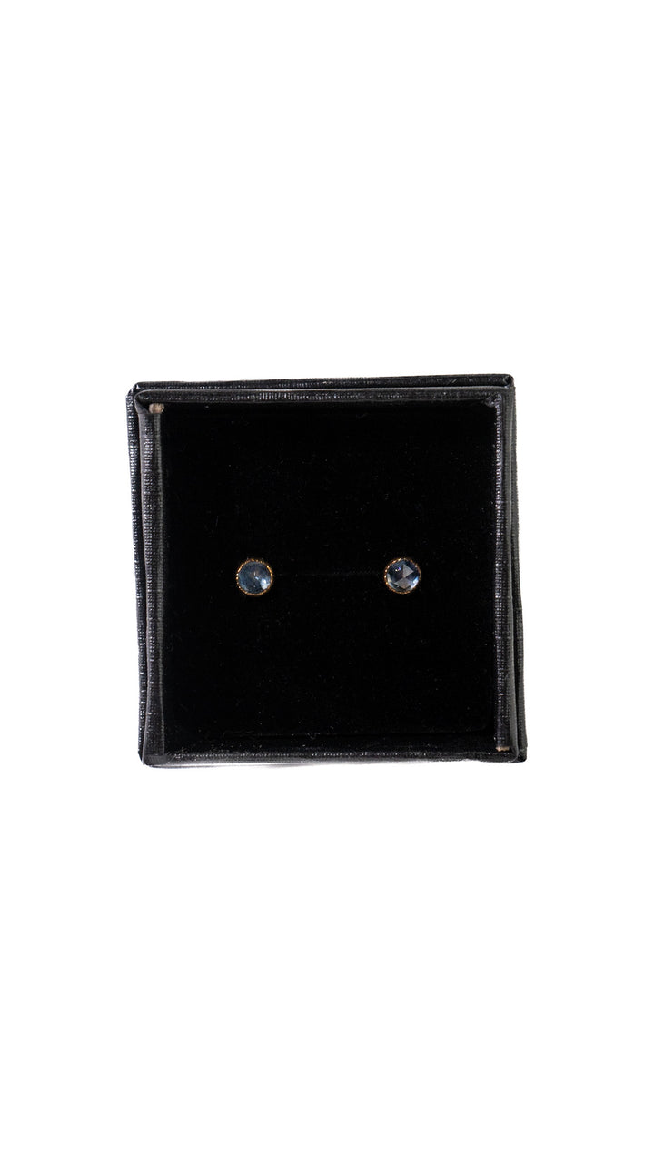4mm Rose Cut MT Sapphire Studs 14k Gold over SS by VK Designs