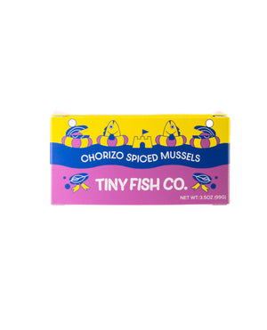 Chorizo Spiced Mussels by Tiny Fish Co.