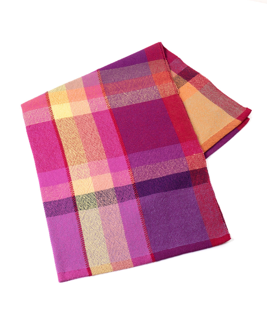 Pinks-Orange Plaid 1 Handwoven Towel by Fiber Art Designs