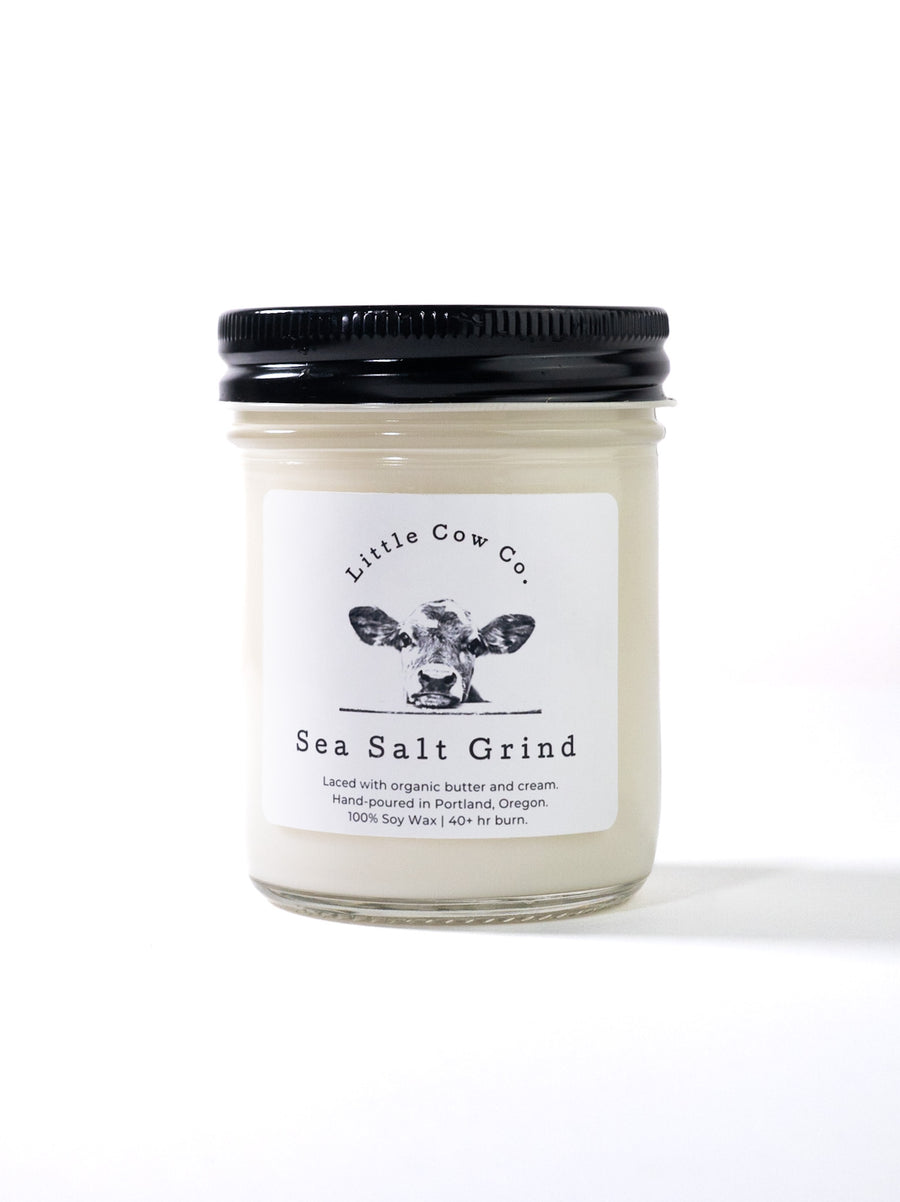 Sea Salt Grind 9oz Glass Jar Candle by Little Cow Co.