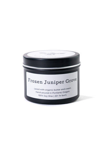 Frozen Juniper Grove 3.5oz Travel Tin Candle by Little Cow Co.