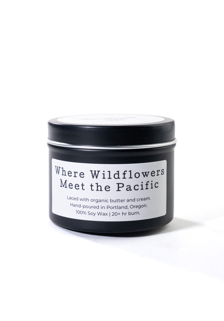 Where Wildflowers Meet the Pacific 3.5oz Travel Tin Candle by Little Cow Co.