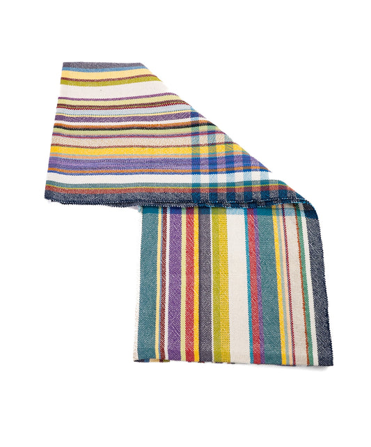 Stashbuster Natural-Blue Center Stripes Handwoven Towel by Fiber Art Designs