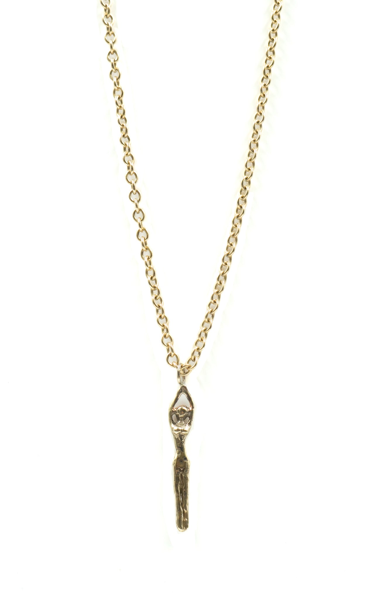 Tiny Diving Lady Necklace Brass on 14k Gold fill Chain by Tiny Asteroid