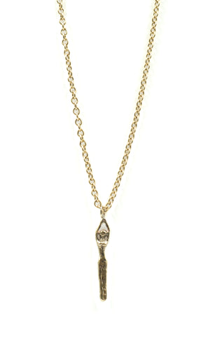 Tiny Diving Lady Necklace Brass on 14k Gold fill Chain by Tiny Asteroid