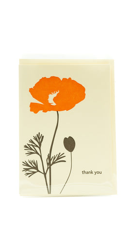 Red Poppy Thank You Card by Lark Press