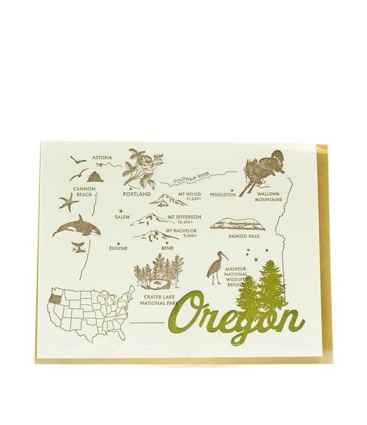 Letterpress Oregon Card by Lark Press