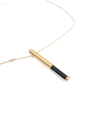 OR Obsidian Necklace 14k Yellow Gold w/Rose cut Diamond by VK Designs