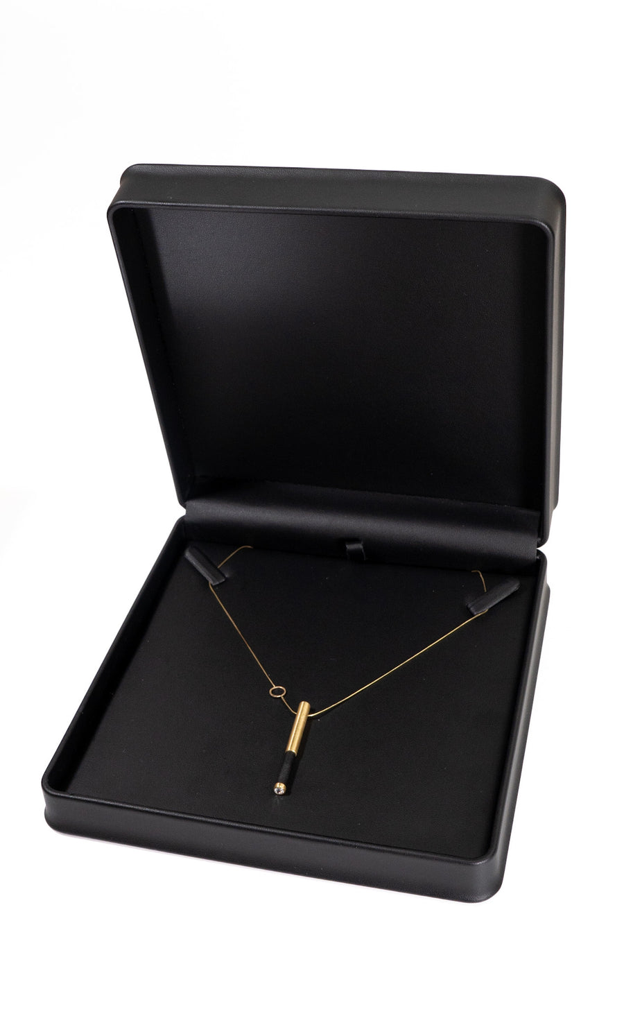 OR Obsidian Necklace 14k Yellow Gold w/Rose cut Diamond by VK Designs