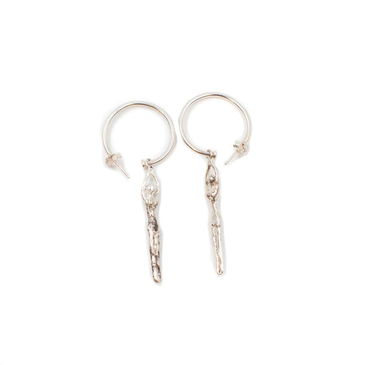 Tiny Diver Hoops brass/silver by Tiny Asteroid