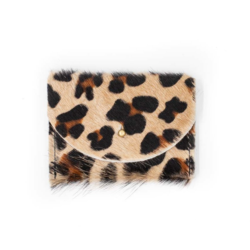 Leopard print card pouch in a rectangular