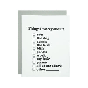 Things I Worry About Card by MadeHere PDX