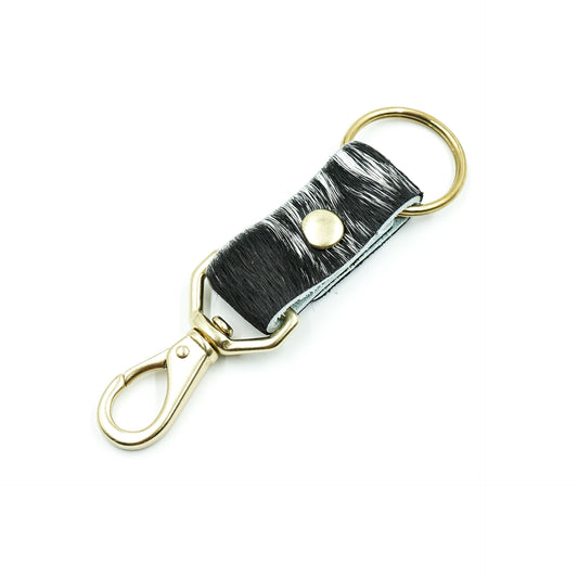 Primecut Leather Keychain Black White