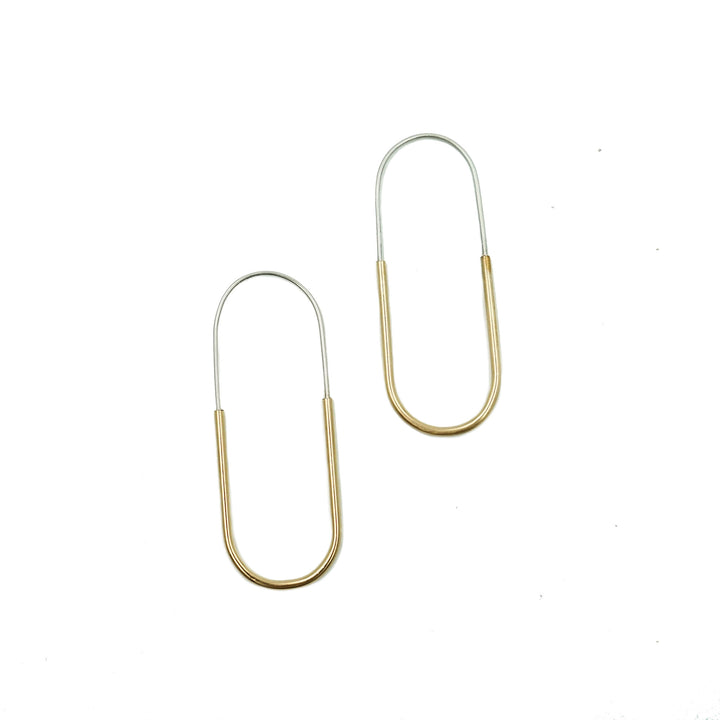Sterling and 14K Gold Two Tone Pill Earrings