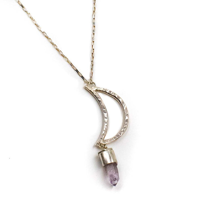 Single Point Necklace 21" Chain SS and Amethyst by Unearthed Minerals