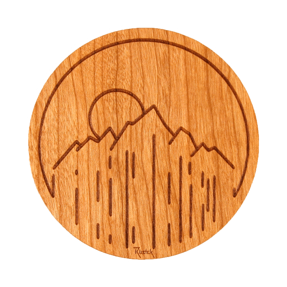 Sunset Mountain Wood Sticker by Rustek