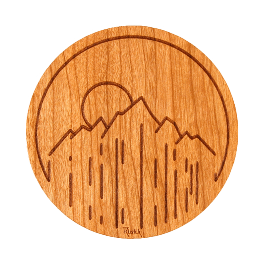 Sunset Mountain Wood Sticker by Rustek