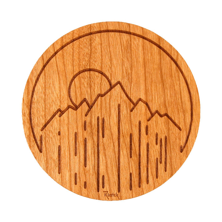 Sunset Mountain Wood Sticker by Rustek